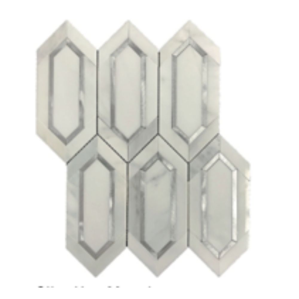 Belluno Designs SIL-SEASP Cora 1.5" x 5.5" Eastern White Hexagon Polished Mosaic Wall Tile 